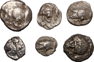 obverse: Greek World - Asia Minor. Multiple lot of six (6) unclassified AR Fractionals