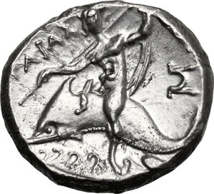 reverse: Southern Apulia, Tarentum. AR Nomos, c. 240-228 BC