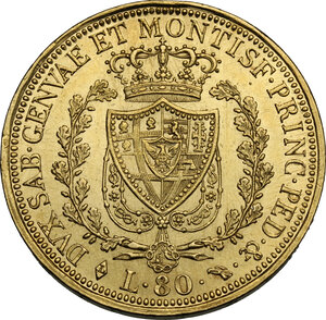 reverse: Carlo Felice (1821-1831). 80 lire 1826 Torino