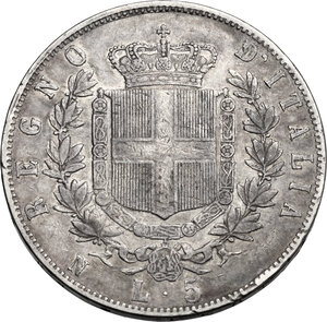 reverse: Vittorio Emanuele II  (1861-1878).. 5 Lire 1862 Napoli