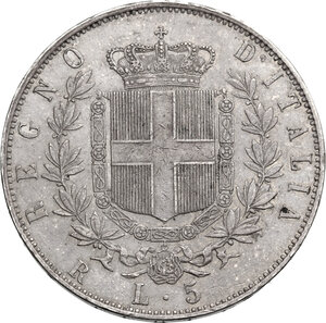 reverse: Vittorio Emanuele II  (1861-1878).. 5 Lire 1870 Roma
