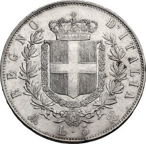 reverse: Vittorio Emanuele II  (1861-1878).. 5 Lire 1875 Milano