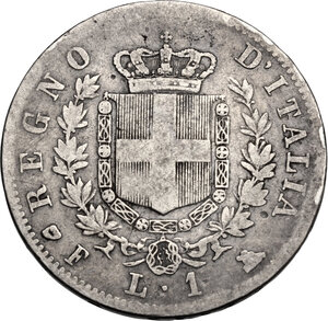 reverse: Vittorio Emanuele II  (1861-1878). Lira 1861 Firenze