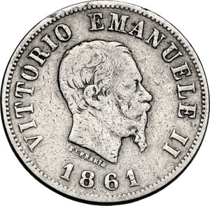 obverse: Vittorio Emanuele II  (1861-1878). 50 Centesimi 1861 Firenze