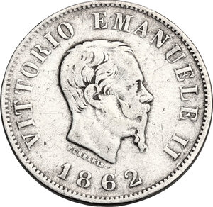 obverse: Vittorio Emanuele II  (1861-1878).. 50 Centesimi 1862 Torino