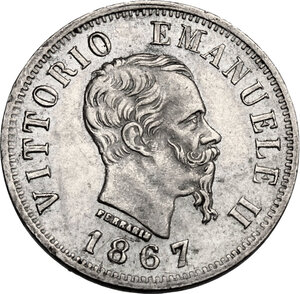 obverse: Vittorio Emanuele II  (1861-1878).. 50 Centesimi 1867 Napoli
