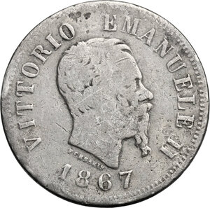 obverse: Vittorio Emanuele II  (1861-1878).. 50 Centesimi 1867 Torino