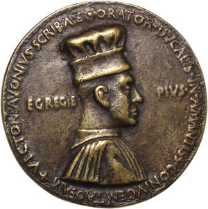 obverse: Vittorio Pavonio (XV sec.), cancelliere ducale in Ferrara (1463).. Medaglia s.d