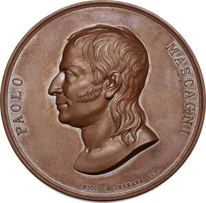 obverse: Paolo Mascagni (1755-1815), anatomista e illustratore.. Medaglia 1862 per il Congresso degli scienziati italiani a Siena