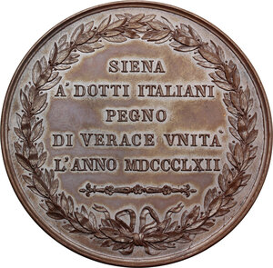 reverse: Paolo Mascagni (1755-1815), anatomista e illustratore.. Medaglia 1862 per il Congresso degli scienziati italiani a Siena