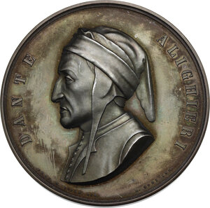 obverse: Dante Alighieri (1265-1321). Medaglia 1865 per il sesto centenario della nascita