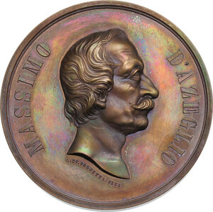 obverse: Massimo d Azeglio (1798-1866). Medaglia s.d. emessa probabilmente in occasione della pubblicazione postuma (1867) de 