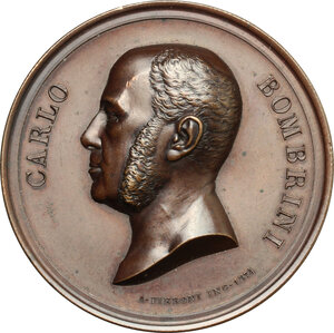 obverse: Carlo Bombrini (1804-1882), banchiere e imprenditore genovese. Medaglia 1882