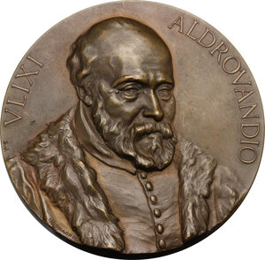 obverse: Ulisse Aldrovandi (1522-1605), naturalista.. Medaglia 1907