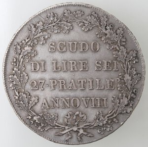 reverse: Milano. Repubblica Cisalpina. 1800-1802. Scudo da Lire Sei A. VIII. 1800. Ag. 