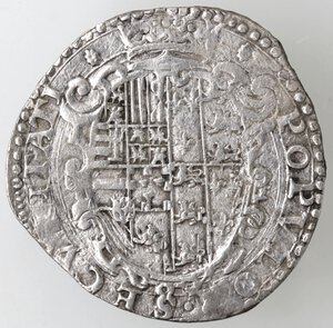 reverse: Napoli. Filippo II. Da principe. 1554-1556. Mezzo Ducato. POPVLOR SECVRITATI. Ag. 