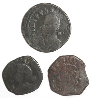 obverse: Napoli. Filippo IV. 1621-1665. Lotto di 3 pezzi. Pubblica, Grano, 9 cavalli. Ae. 