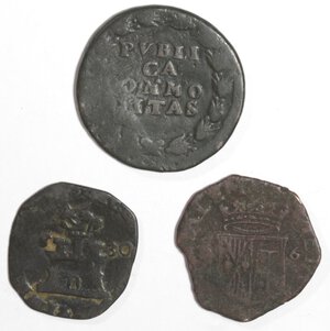 reverse: Napoli. Filippo IV. 1621-1665. Lotto di 3 pezzi. Pubblica, Grano, 9 cavalli. Ae. 