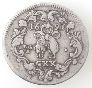 reverse: Napoli. Carlo II. 1674-1700. Tari 1693. Ag. 