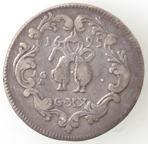 reverse: Napoli. Carlo II. 1674-1700. Tarì 1695. Ag. 