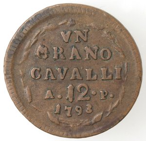 reverse: Napoli. Ferdinando IV. 1759-1798. Grano da 12 Cavalli 1793. Ae. 