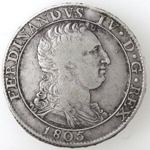 obverse: Napoli. Ferdinando IV. 1804-1805. Piastra 1805. Capelli Ricci. Ag. 