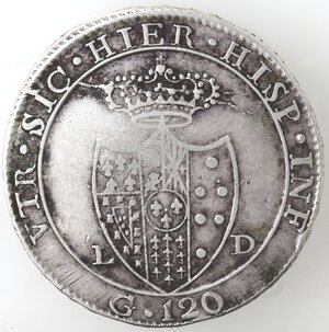 reverse: Napoli. Ferdinando IV. 1804-1805. Piastra 1805. Capelli Ricci. Ag. 