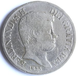 obverse: Napoli. Ferdinando II. 1830-1859. Piastra 1835. Legenda Interrotta. Ag. 