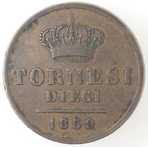 reverse: Napoli. Ferdinando II. 1830-1859. 10 Tornesi 1859. Ae. 