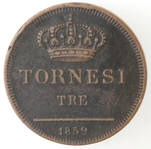 reverse: Napoli. Ferdinando II. 1830-1859. 3 Tornesi 1839. Ae. 