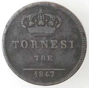 reverse: Napoli. Ferdinando II. 1830-1859. 3 Tornesi 1847. Ae. 