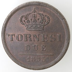 reverse: Napoli. Ferdinando II. 1830-1859. 2 Tornesi 1853. Ae. 