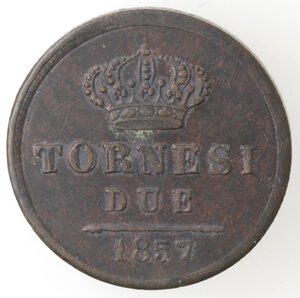 reverse: Napoli. Ferdinando II. 1830-1859. 2 Tornesi 1857. Ae. 
