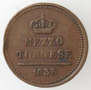 reverse: Napoli. Ferdinando II. 1830-1859. Mezzo Tornese 1835. Ae. 