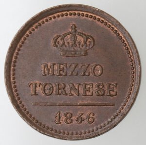 reverse: Napoli. Ferdinando II. 1830-1859. Mezzo Tornese 1846. Ae. 