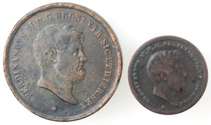 obverse: Napoli. Lotto di 2 Monete. 10 Tornesi 1859, 2 tornesi 1855. Ae. 