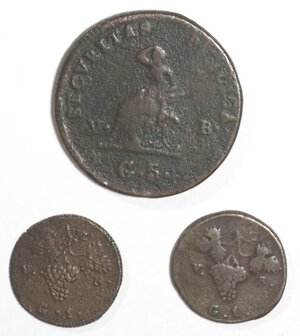 reverse: Palermo. Ferdinando III. 1759-1816. Lotto di  3 monete da un 1 Grano e 5 Grani. Ae. 