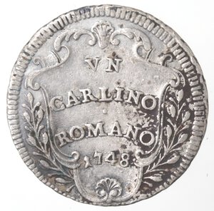 reverse: Roma. Benedetto XIV. 1740-1758. Carlino Romano 1748 Anno VIII. Ag. 
