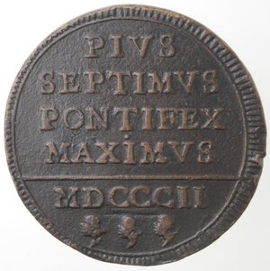 obverse: Roma. Pio VII. 1800-1823. Baiocco 1802. Ae. 