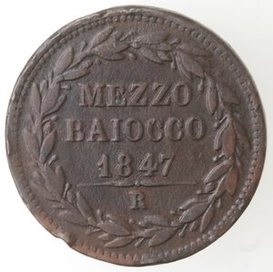 reverse: Roma. Pio IX. 1846-1870. Mezzo Baiocco 1847 anno II. Ae. 