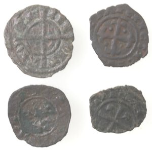 obverse: Lotto da 4 Pezzi composto da Brindisi-Messina 3 denari di Carlo I e Brindisi Federico II denaro. Mi. 