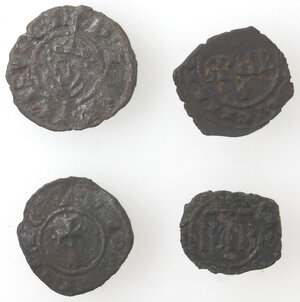 reverse: Lotto da 4 Pezzi composto da Brindisi-Messina 3 denari di Carlo I e Brindisi Federico II denaro. Mi. 