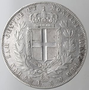 reverse: Carlo Alberto. 1831-1849. 5 Lire 1849. Genova. Ag. 