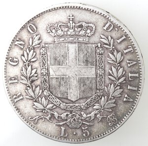 reverse: Vittorio Emanuele II. 1861-1878. 5 Lire 1865 Napoli. Ag. 