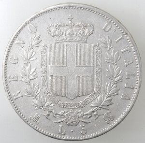 reverse: Vittorio Emanuele II. 1861-1878. 5 Lire 1870 Milano. Ag. 