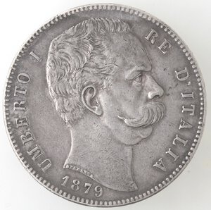 obverse: Umberto I. 1878-1900. 5 lire 1879. Ag. 