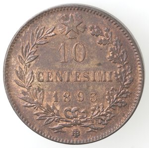 reverse: Umberto I. 1878-1900. 10 Centesimi 1893. Birmingham. Ae. 