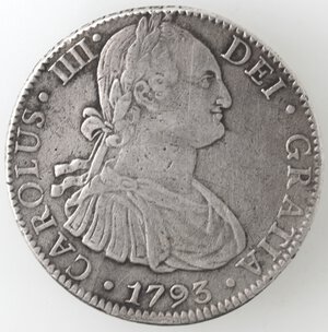 obverse: Messico. Carlo IV. 1788-1808. 8 Reales 1793 FM. Ag. 