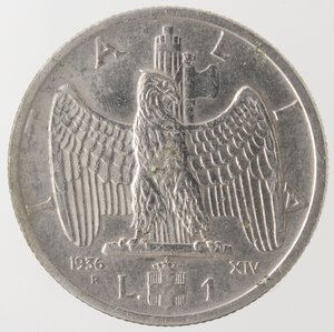 reverse: Vittorio Emanuele III. 1900-1943. 1 Lira Impero 1936 Anno XIV. Ni. 