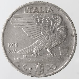 reverse: Vittorio Emanuele III. 1900-1943. 50 Centesimi Impero 1936 Anno XIV Impero. Ni. 